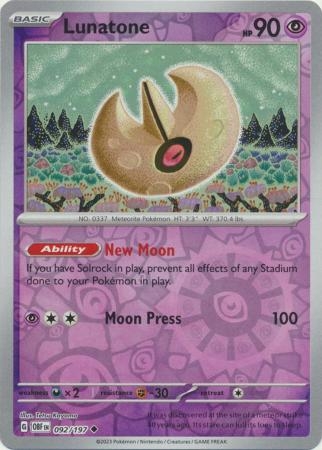 Lunatone - 092/197 - Uncommon Reverse Holo