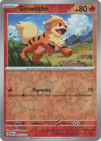 Growlithe - 058/165 - Common Reverse Holo