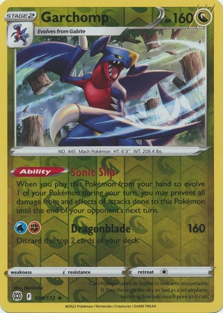 Garchomp - 109/172 - Holo Rare Reverse Holo