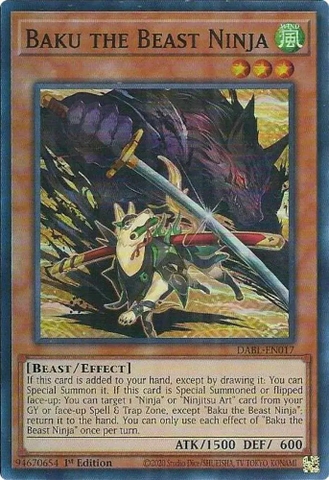 Baku the Beast Ninja - DABL-EN017 - Super Rare 1st Edition