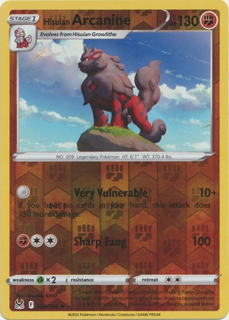 Hisuian Arcanine - 084/196 - Holo Rare Reverse Holo