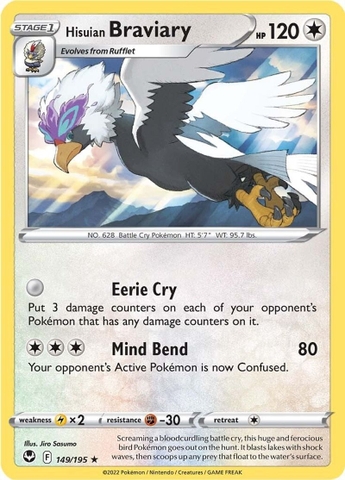 Hisuian Braviary - 149/195 - Rare Reverse Holo
