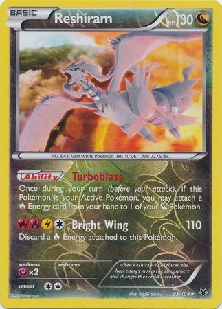 Reshiram - 63/108 - Holo Rare Reverse Holo