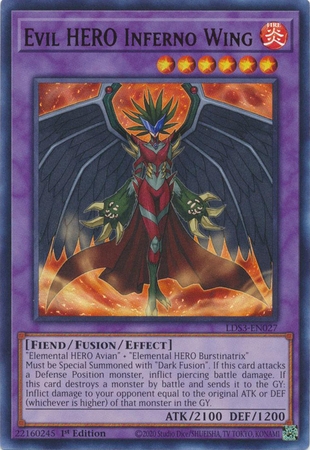 Evil HERO Inferno Wing (Red) - LDS3-EN027 - Ultra Rare 1st Edition