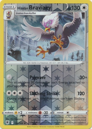 Hisuian Braviary - 132/189 - Rare Reverse Holo