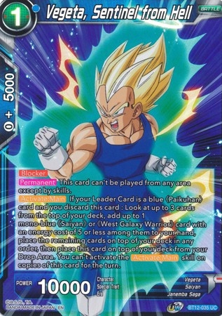 Vegeta, Sentinel from Hell - BT12-035 - Uncommon Foil