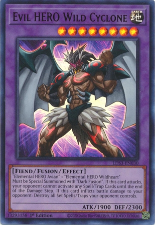 Evil HERO Wild Cyclone (Red) - LDS3-EN030 - Ultra Rare 1st Edition