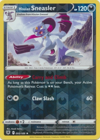 Hisuian Sneasler - 093/189 - Holo Rare Reverse Holo