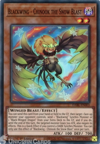 Blackwing - Chinook the Snow Blast - DABL-EN003 - Super Rare 1st Edition