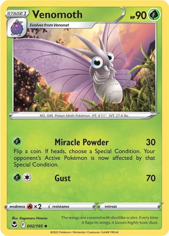 Venomoth - 002/195 - Uncommon Reverse Holo