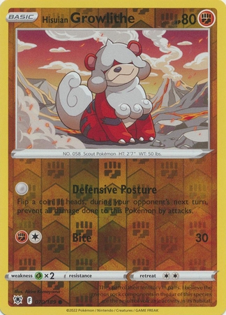 Hisuian Growlithe - 070/189 - Common Reverse Holo