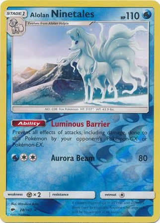 Alolan Ninetales - 28/147 - Rare Reverse Holo