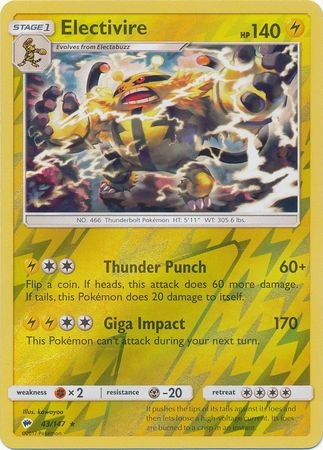 Electivire - 43/147 - Rare Reverse Holo