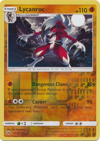 Lycanroc - 75/147 - Holo Rare Reverse Holo