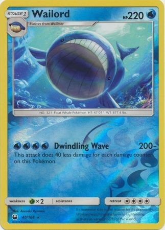 Wailord - 40/168 - Rare Reverse Holo