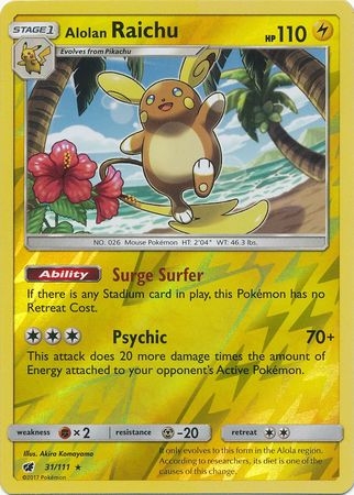 Alolan Raichu - 31/111 - Holo Rare Reverse Holo