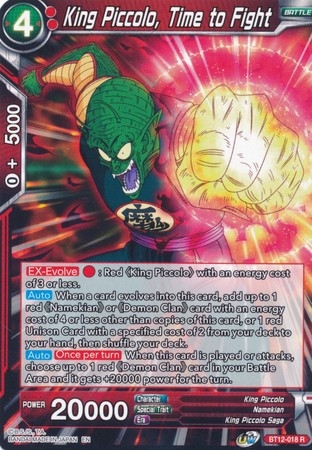 King Piccolo, Time to Fight - BT12-018 - Rare