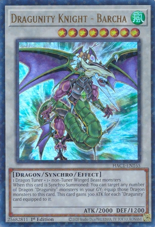 Dragunity Knight - Barcha HAC1-EN165 Duel Terminal Ultra Rare Parallel 1st Edition