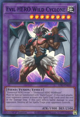 Evil HERO Wild Cyclone (Blue) - LDS3-EN030 - Ultra Rare 1st Edition