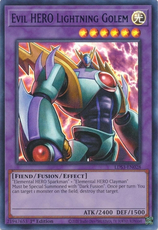 Evil HERO Lightning Golem (Blue) - LDS3-EN028 - Ultra Rare 1st Edition