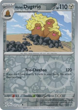 Alolan Dugtrio - 123/191 - Uncommon Reverse Holo