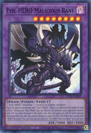 Evil HERO Malicious Bane (Blue) - LDS3-EN033 - Ultra Rare 1st Edition