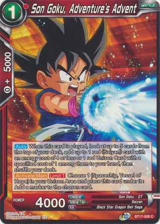 Son Goku, Adventure's Advent - BT17-008 - Common