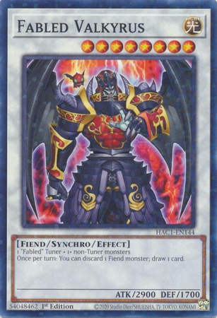 Fabled Valkyrus - HAC1-EN144 - Duel Terminal Common Parallel 1st Edition