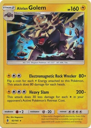 Alolan Golem - 42/145 - Holo Rare