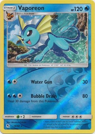 Vaporeon - 18/68 - Holo Rare Reverse Holo