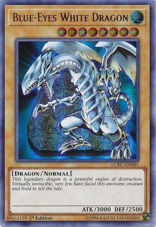 Blue-Eyes White Dragon (Tablet Background) - LCKC-EN001 - Ultra Rare 1st Edition