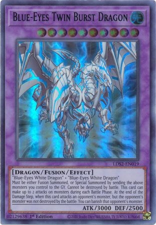 Blue-Eyes Twin Burst Dragon (Green) - LDS2-EN019 - Ultra Rare 1st Edition