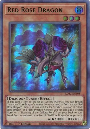 Red Rose Dragon (Green) - LDS2-EN108 - Ultra Rare 1st Edition