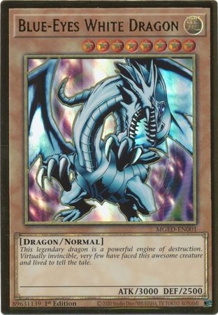 Blue-Eyes White Dragon - MGED-EN001 - Premium Gold Rare 1st Edition