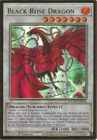 Black Rose Dragon (alternate art) - MGED-EN026 - Premium Gold Rare 1st Edition