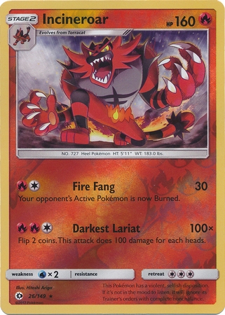 Incineroar - 26/149 - Rare Reverse Holo