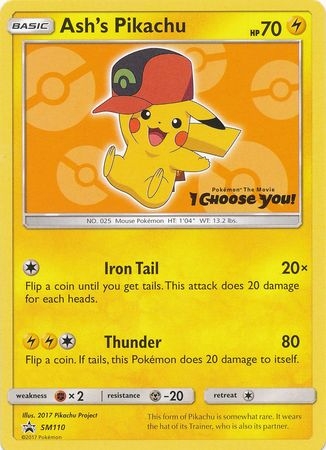 Ash's Pikachu - SM110 - Non-Holo Promo