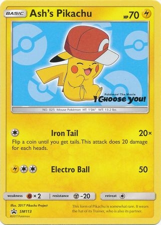 Ash's Pikachu - SM113 - Non-Holo Promo