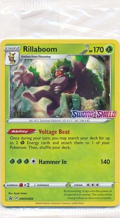 Rillaboom - SWSH006 - (Staff) Sword & Shield Pre-Release Promo Pack of 4 Cards