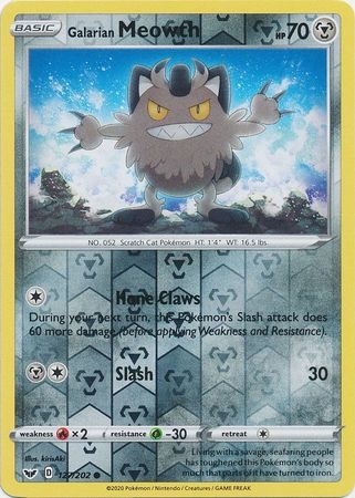 Galarian Meowth - 127/202 - Common Reverse Holo