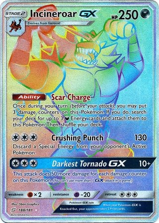 Incineroar GX - 188/181 - Hyper Rare