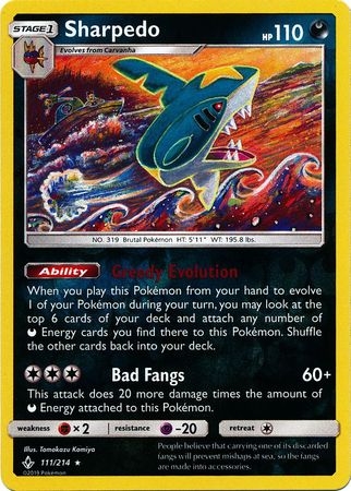 Sharpedo - 111/214 - Rare Reverse Holo