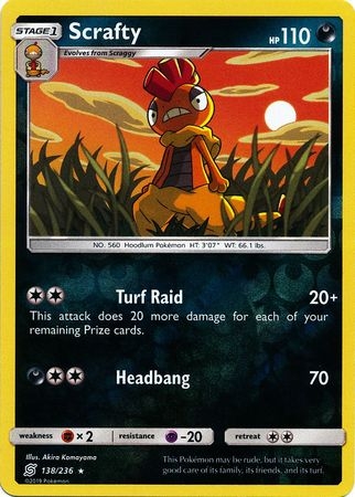 Scrafty - 138/236 - Rare Reverse Holo