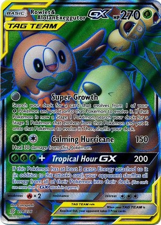 Rowlet & Alolan Exeggutor GX - 214/236 - Full Art Ultra Rare