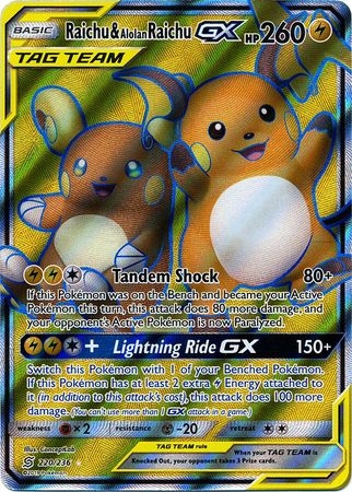 Raichu & Alolan Raichu GX - 220/236 - Full Art Ultra Rare