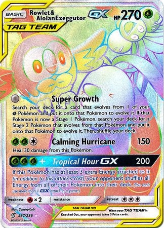 Rowlet & Alolan Exeggutor GX - 237/236 - Hyper Rare