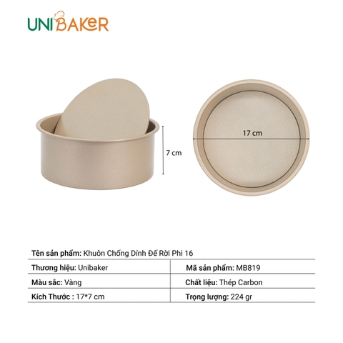 Unibaker - Khuôn tròn 16cm - Đế rời - MB819