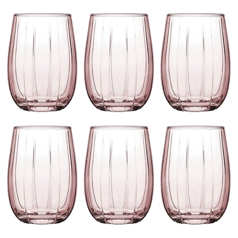 Ly thủy tinh Linka - 420405 - 380ml - Hồng (Hộp 6 cái)