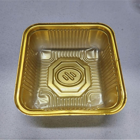 Trung Thu - Khay đựng bánh VN - Vuông - Vàng - Xấp 50c - 9.0 (125-150g)