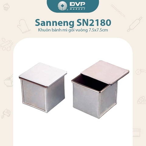 Sanneng SN2180 -  Khuôn bánh mì gối vuông 75x75x75mm 105g (kèm nắp)